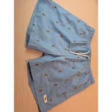 Trunks Surf Swim Co Mens Blue Pineapple Embroidered Swim Trunks XL 0769
