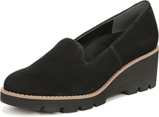 Vionic Women's Willa Wedge Black Suede Loafers NW/OB 9M