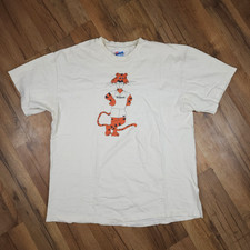 Vintage Wilson College T Shirt Mens Large White Tiger USA Made Single Stitch 90s
