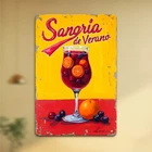 Tin Metal Signs Home Décor 8x12 Vintage Metal Wall Spanish Sangria Verano Summer