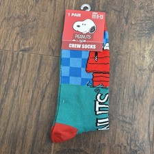 Peanuts Snoopy Charlie Brown Crew Socks Adult Shoe Size 6-13