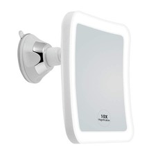 Square LED Lighted 10X Magnifying Makeup Mirror Power Locking Suction Cup Bri...