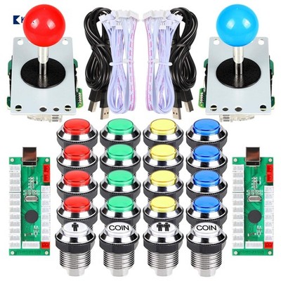 DIY Arcade Kit für 2 Spieler - USB Joysticks und glänzende LED-Tasten enthalten