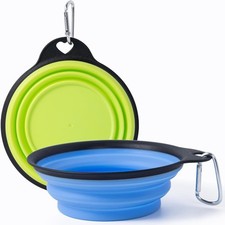 Collapsible Pet Travel Feeder 2 Pack Foldable Dog Cat Food Water Dish Bowl for