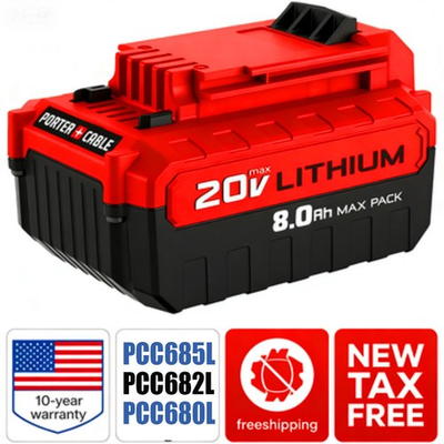 #ad #ad NEW 8.0Ah 20Volt For Porter Cable Battery 20V MAX Lithium Ion PCC680L PCC685L $22.79