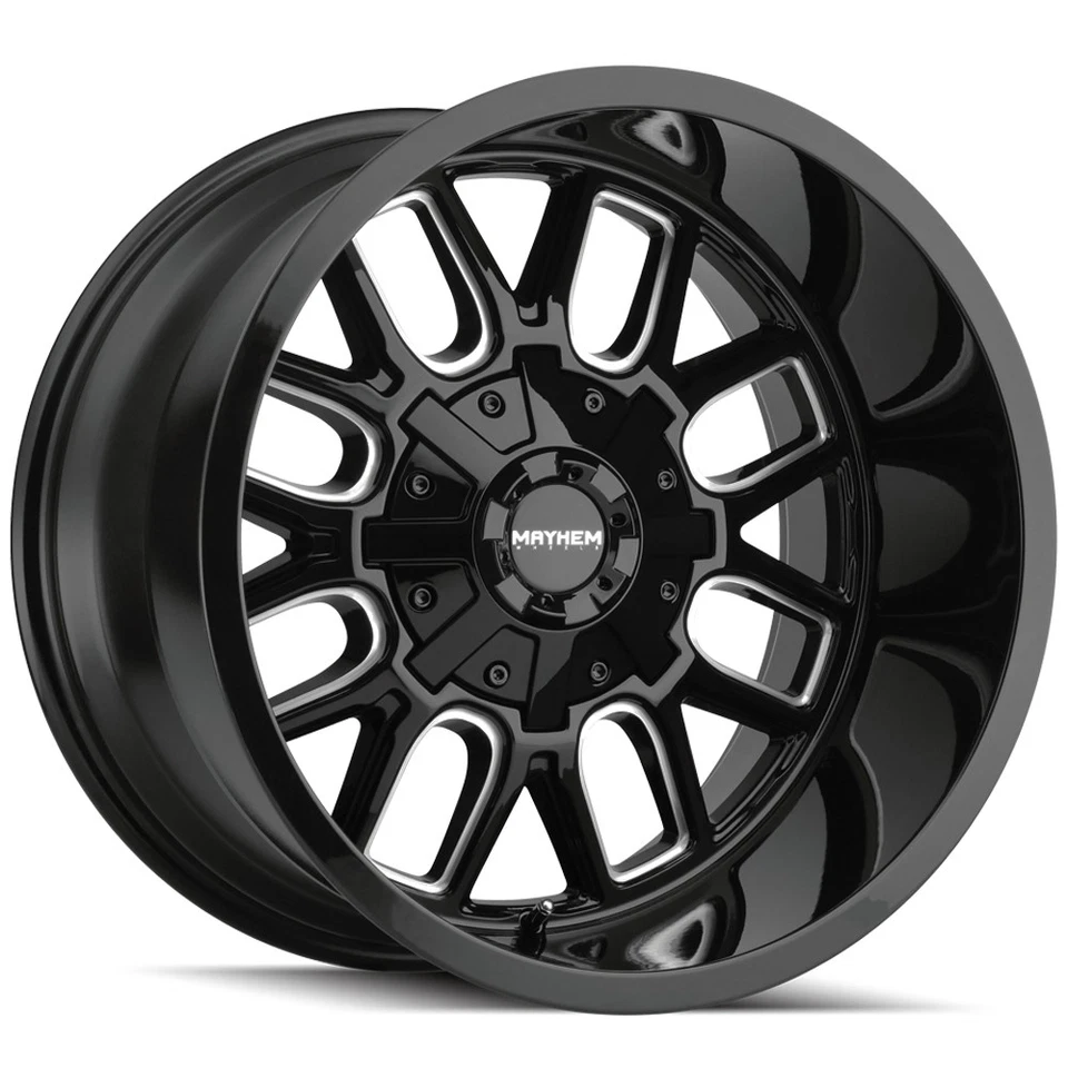 (4) Mayhem 8107 Cogent 20x9 5x5"/5x135 +0mm Black/Milled Wheels Rims 20" Inch Foto 3 de 4