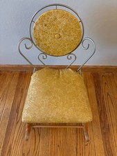 VTG Wrought Iron and Wood Damask boudoir child’s rocking chair