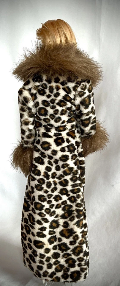 Mattel Barbie Doll Full Length Fur Coat Leopard Print ~ Fur Trim ~ Lovely - Image 2 of 3