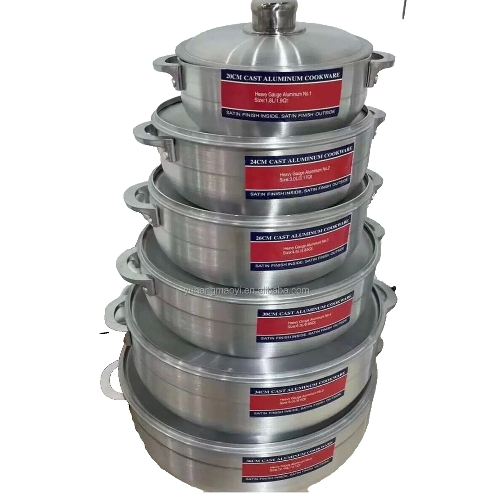 Aluminum cooking pots set of 6 PCS sizes 19cm ,24cm ,26cm 30cm 33cm 36 cm