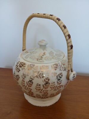 VINTAGE SADLER GOLD UND CREME KEKSFASS GOLD FLORAL OVERLAY