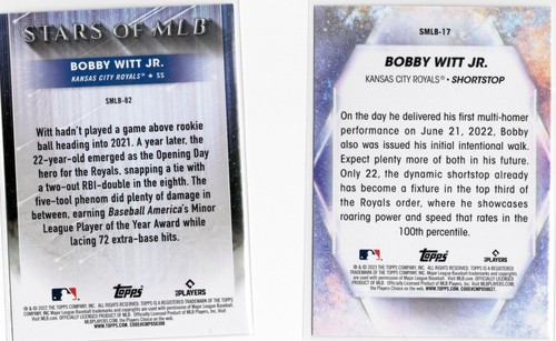 BOBBY WITT JR STARS OF MLB Two Card DEAL - 2022 Topps RC + 2023 Topps ROYALS - Picture 2 of 2