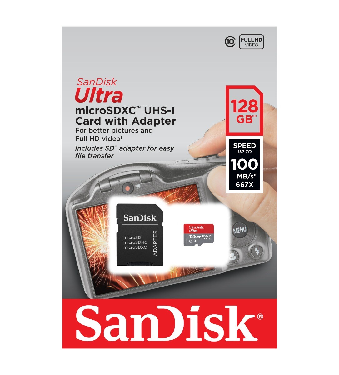 SanDisk Ultra microSDXC UHS-I Card with Adapter 128GB 100MB/s Speed