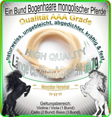 80 cm guten Bogenhaare *mongolischer Pferde *AAA Geige Bratsche Cello Bass Bogen