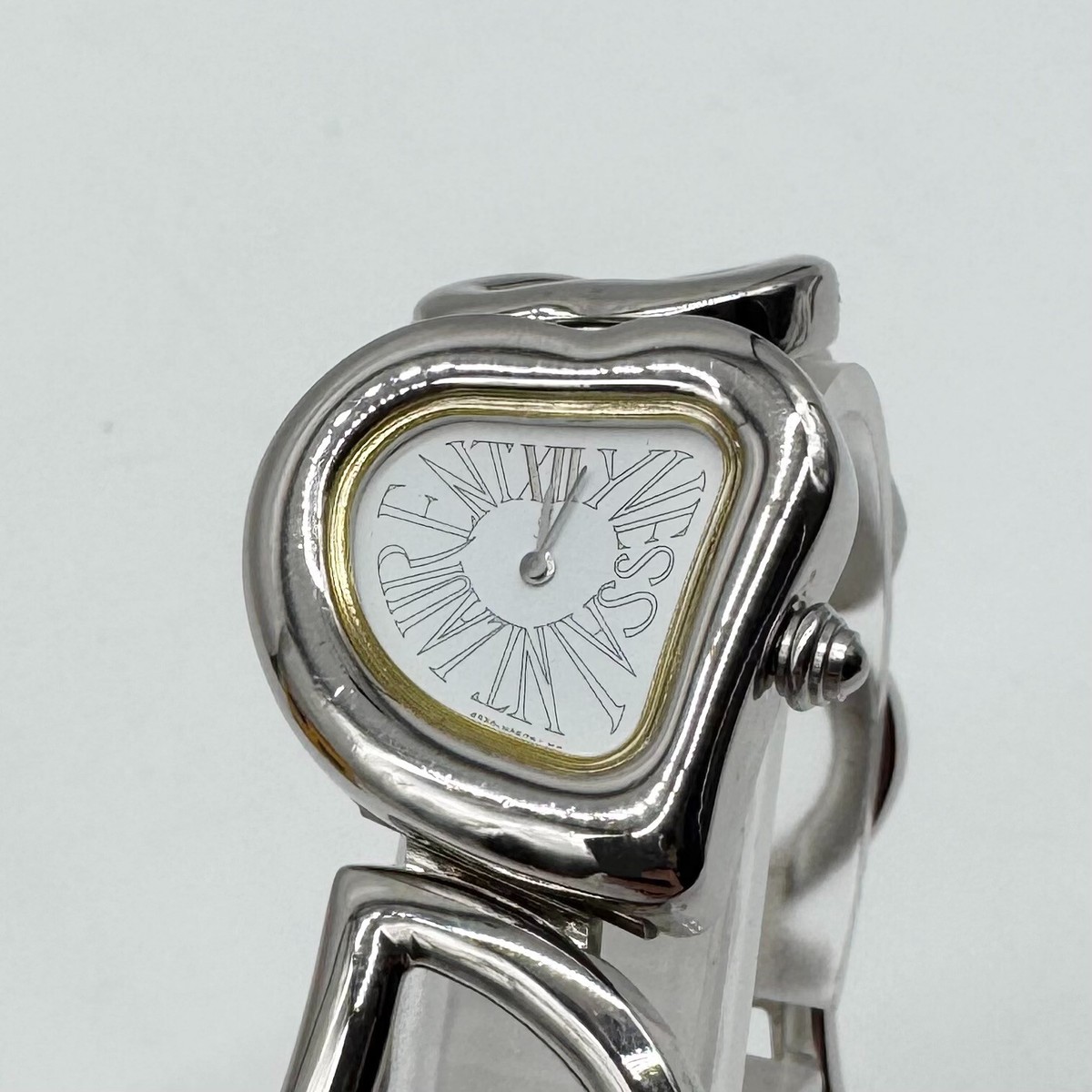 Yves Saint Laurent Watch Quartz YSL Heart bezel Silver Bangle
