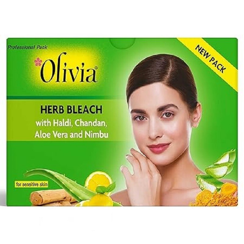 Olivia Professional Herb Bleach For Sensitive Skin With Haldi|Chandan|Aloe  Vera