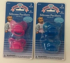 4 x Baby Silicone Pacifiers Soft Silicone BPA-Free For 0 Months Blue/Pink