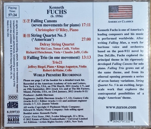 KENNETHS FUCHS: String Quartet No. 5 'American' CD 2013 BRAND NEW & SEALED Naxos - Picture 2 of 2