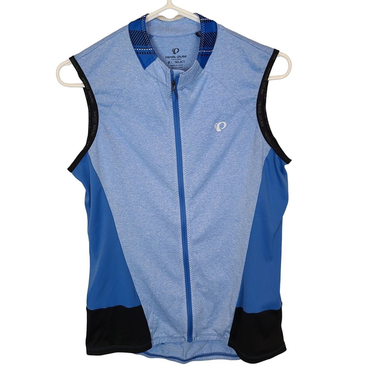 Pearl Izumi Select Womens L Blue Sleeveless Front Zip Cycling Bike