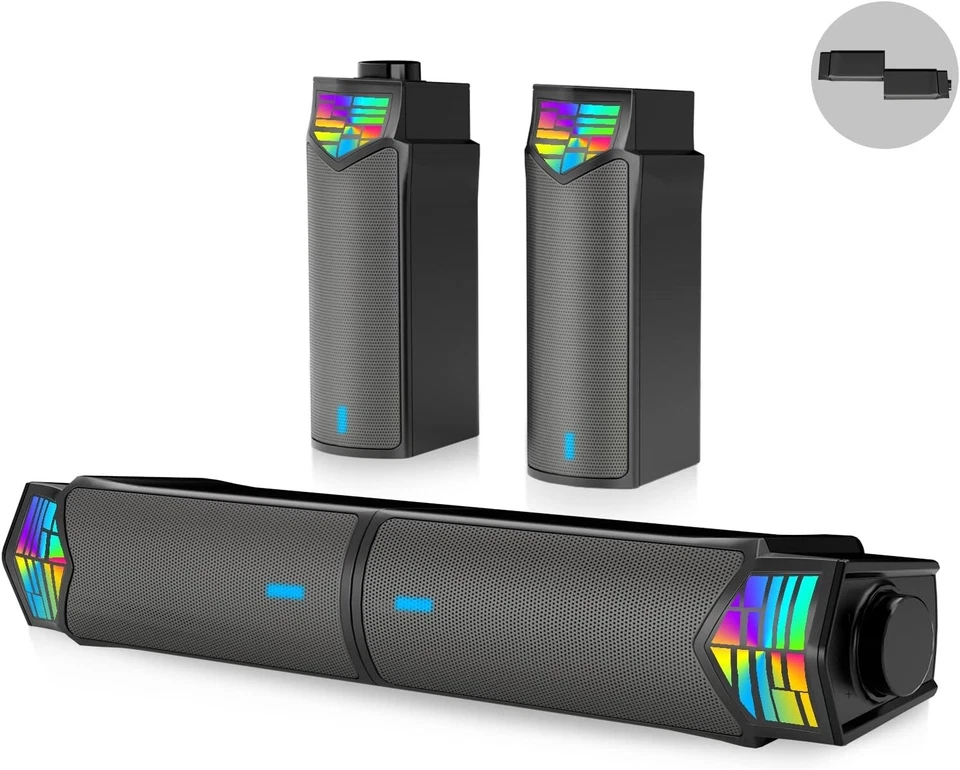 Lautsprecher Soundbar PC Computer Monitor Boxen Box Bluetooth USB RGB B466