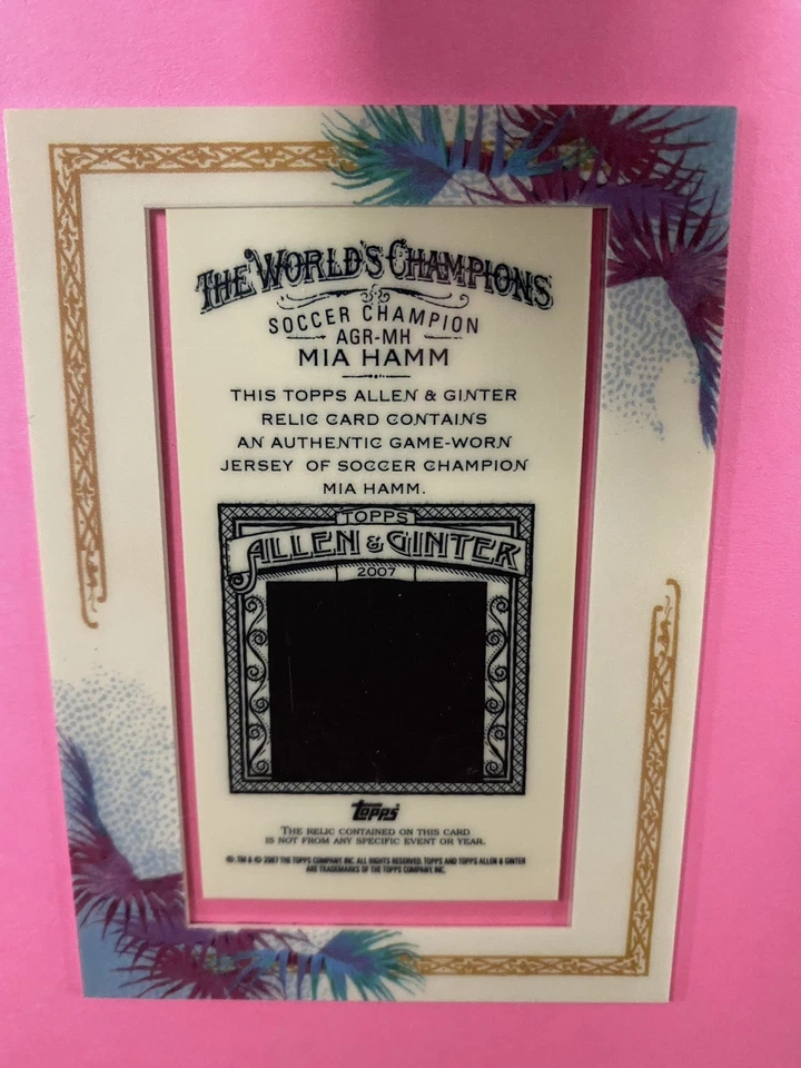 2007 Allen & Ginter Mia Ham #AGB=MH RC Mini Framed Relic Woman's Soccer 250090 - Image 3 of 3