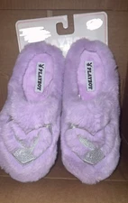 Playboy PURPLE HEART FUZZY SLIPPERS WOMENS SIZE S M L XL NEW