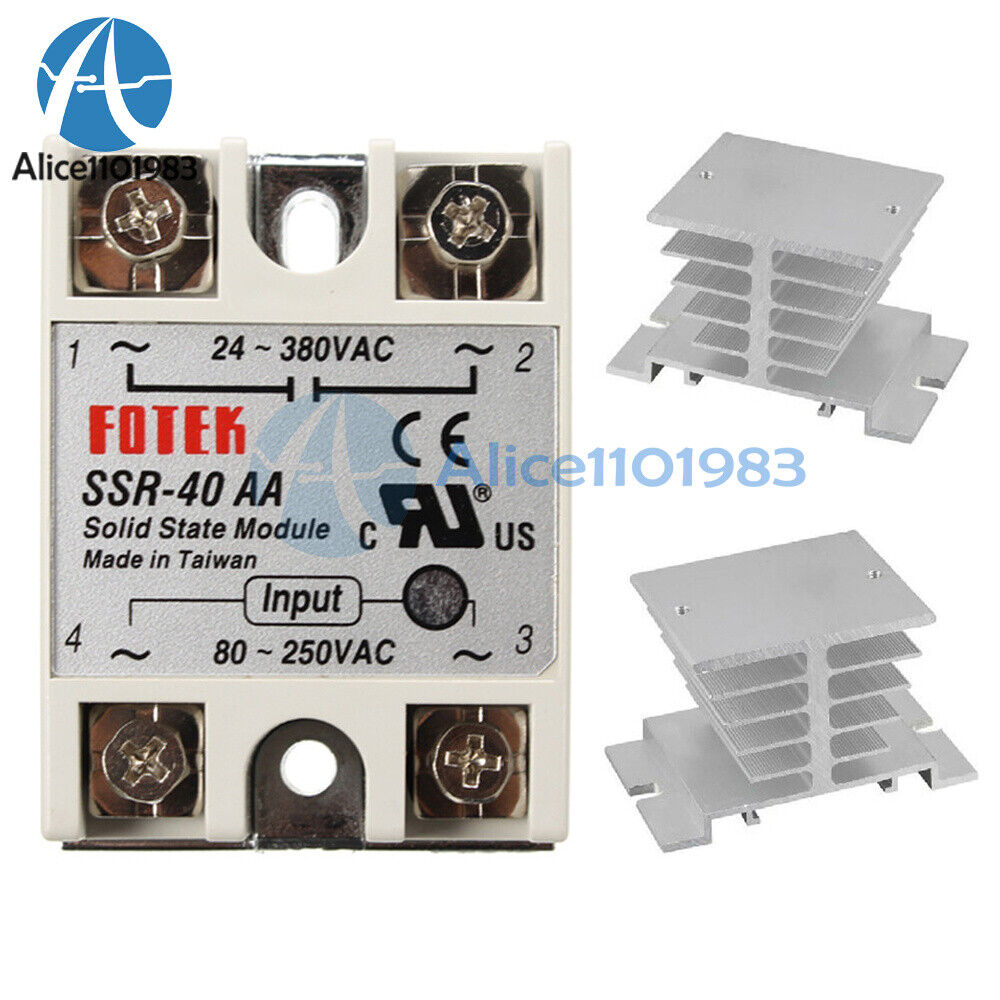 SSR-40AA 40A Solid State Relay Module 80-250V AC / 24-380V AC 