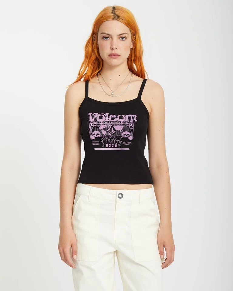 VOLCOM - Womens 1991 Strappy Tank Top - Black - Casual Sleeveless Tee - Image 2 of 3