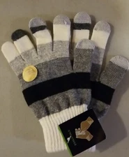 J C Penney  Essentials Womens Gloves One Size Striped Touchtech Winter Knit New