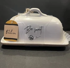Butter Dish- Bee Sweet Cover Butter Dish Heavy Stoneware .HIGH QUALITY