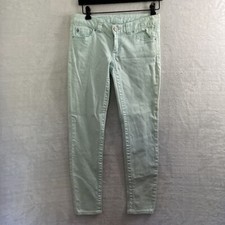 Cache Skinny Jeans Womans 2 Solid Blue Zip Button Pockets Read