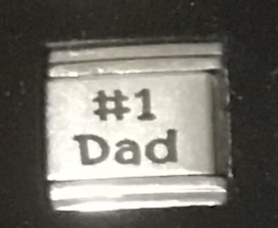 #1 Dad Laser Italian Charm Link 9MM K18