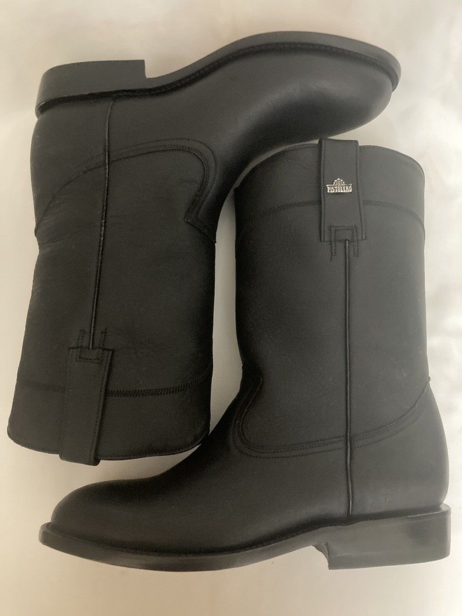 PISTOLERO BOOTS 7 EE GENUINE BLACK LEATHER ROUND TOE LEATHER