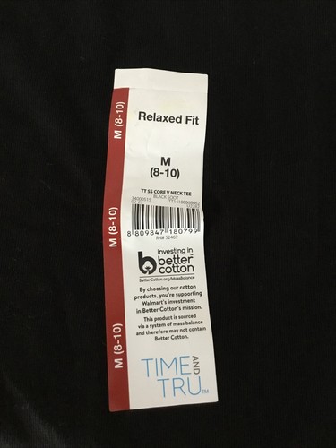 TIME AND TRU BLACK RELAXED FIT CORE V-NECK SHORT SLEEVE KNIT TEE SHIRT SZ M* - Picture 5 of 8