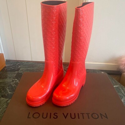 LOUIS VUITTON ピンクラバー　レイン　ブーツ LOUIS VUITTON rain boots pink orange 23cm F/S from Japan