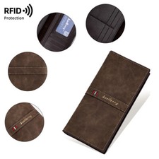 Man's RFID Leather Clutch Bag Foldable Wallet Credit Card Holder Long Wallet US