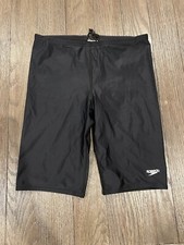 Mens Speedo Shiny Black Spandex Jammers Compression Shorts 32 swimsuit