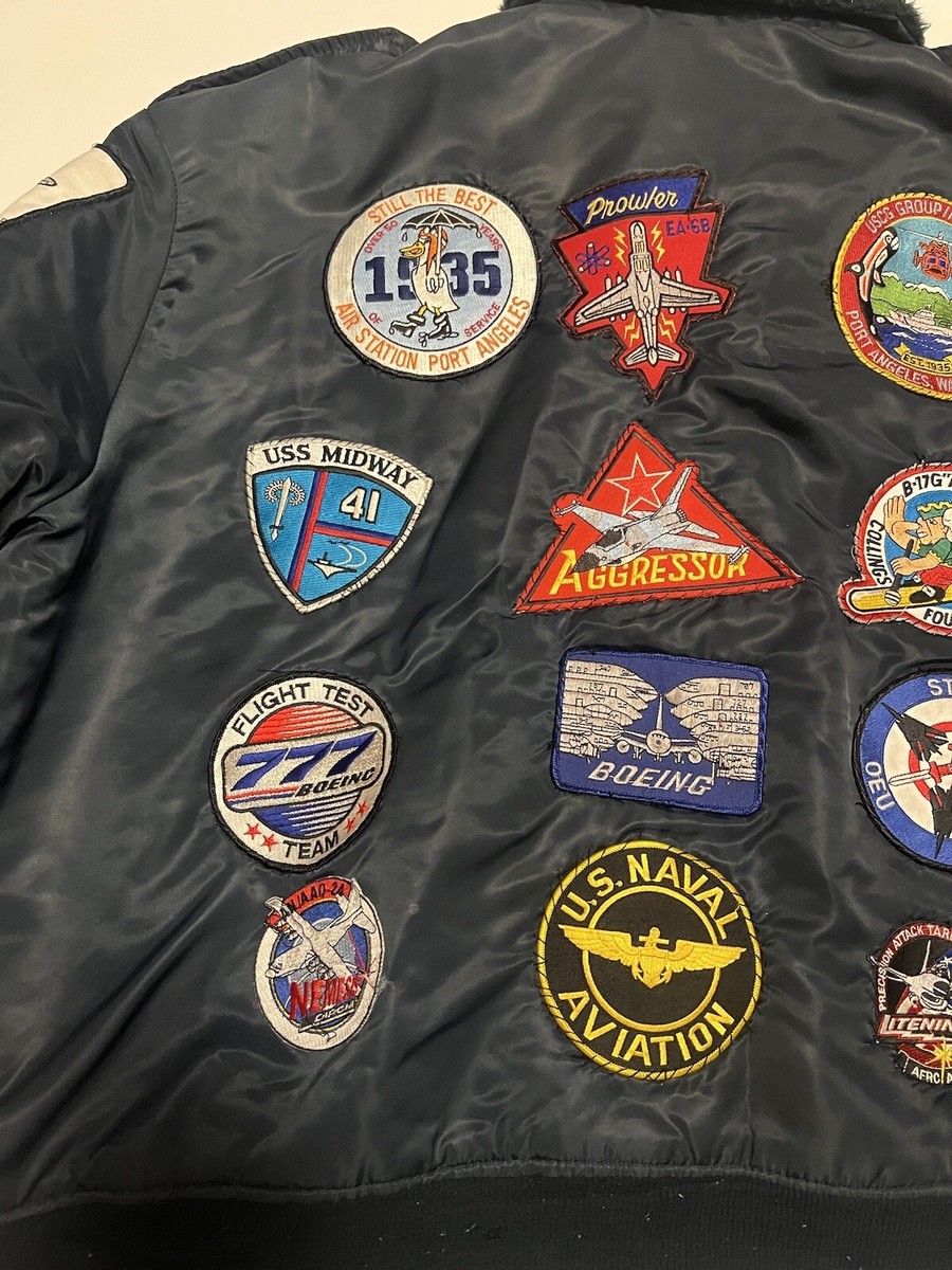 Vintage 90s G1 Style MA1 Bomber Flight Jacket Patches WW2 Navy