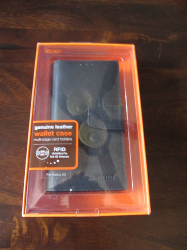 REIKO Genuine Leather Wallet Case SAMS6BK Black, New - Picture 4 of 5