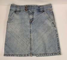 Gap Jeans Stretch Skirt Womens Sz 4 Light Wash Back Slit