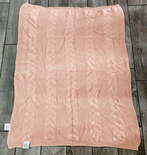 Sweet Acorn Knitted Baby Blanket Cable Pattern Organic Cotton Crib Pink Blanket