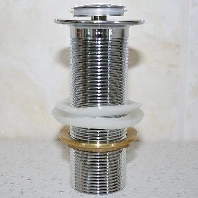 Extra Long Chromed Pop up Plug Waste Non Overflow for Sink Basin