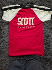 Vintage Scott Aviation T-Shirt 70s 80s Empire USA Made Red White Black Raglan
