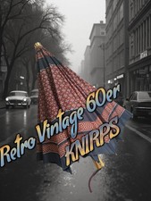 Original Knirps Vintage Retro 60er Regenschirm,mit Roten Punkt,Rostrot Braun