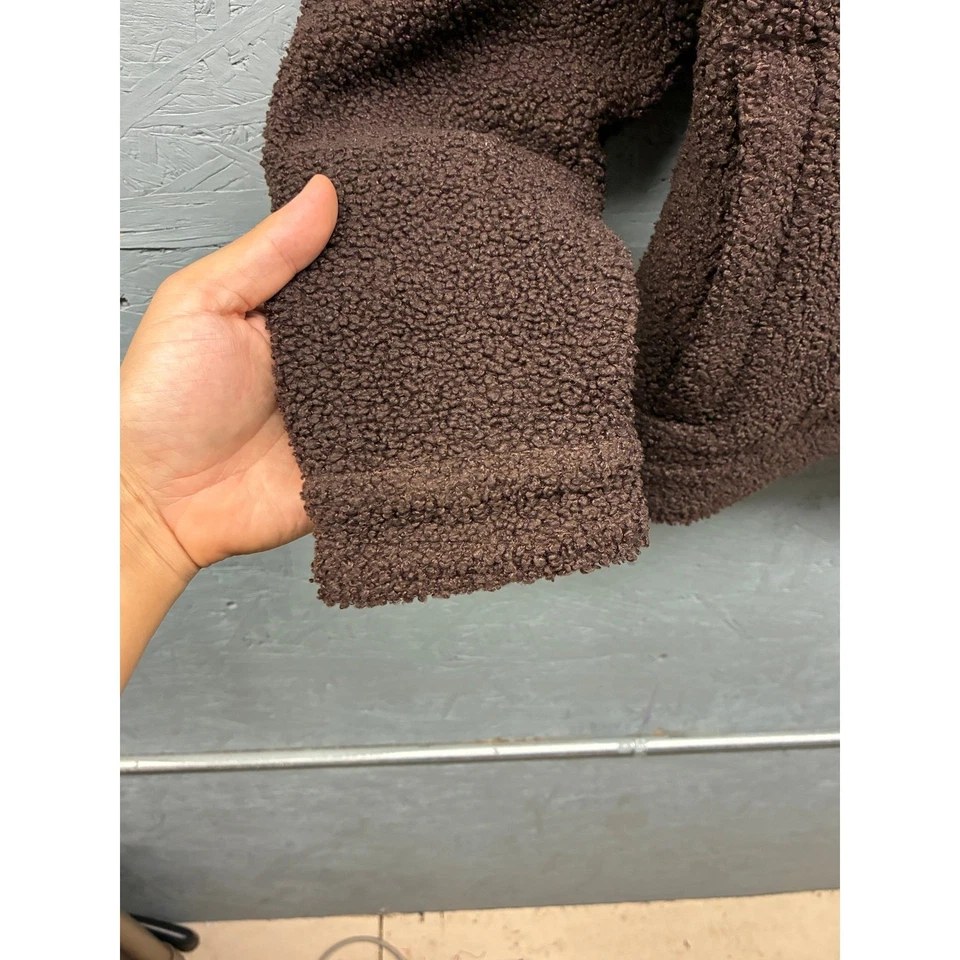 Chaqueta de camionero Banana Republic Sherpa para mujer pequeña marrón con cuello abotonado Foto 3 de 4