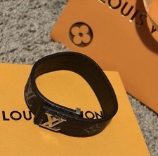 Louis Vuitton LV Bracelet Black/Silver Adjustable Size W/bag  Fast Shipping    