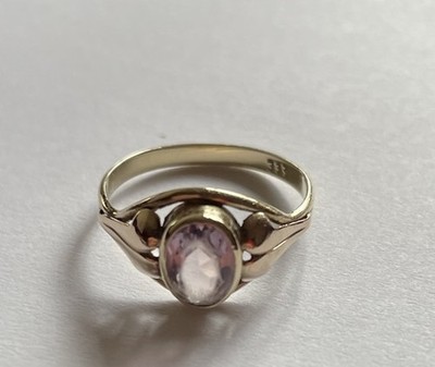 Vintage Ring 8 Karat Gelbgold 333 mit Amethyst im Altschliff Ringgröße ca. 56