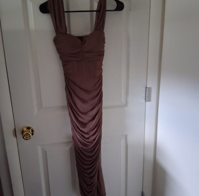 Windsor Brown Ruched Long Bodycon Dress Sleeveless Sweetheart Neck XS