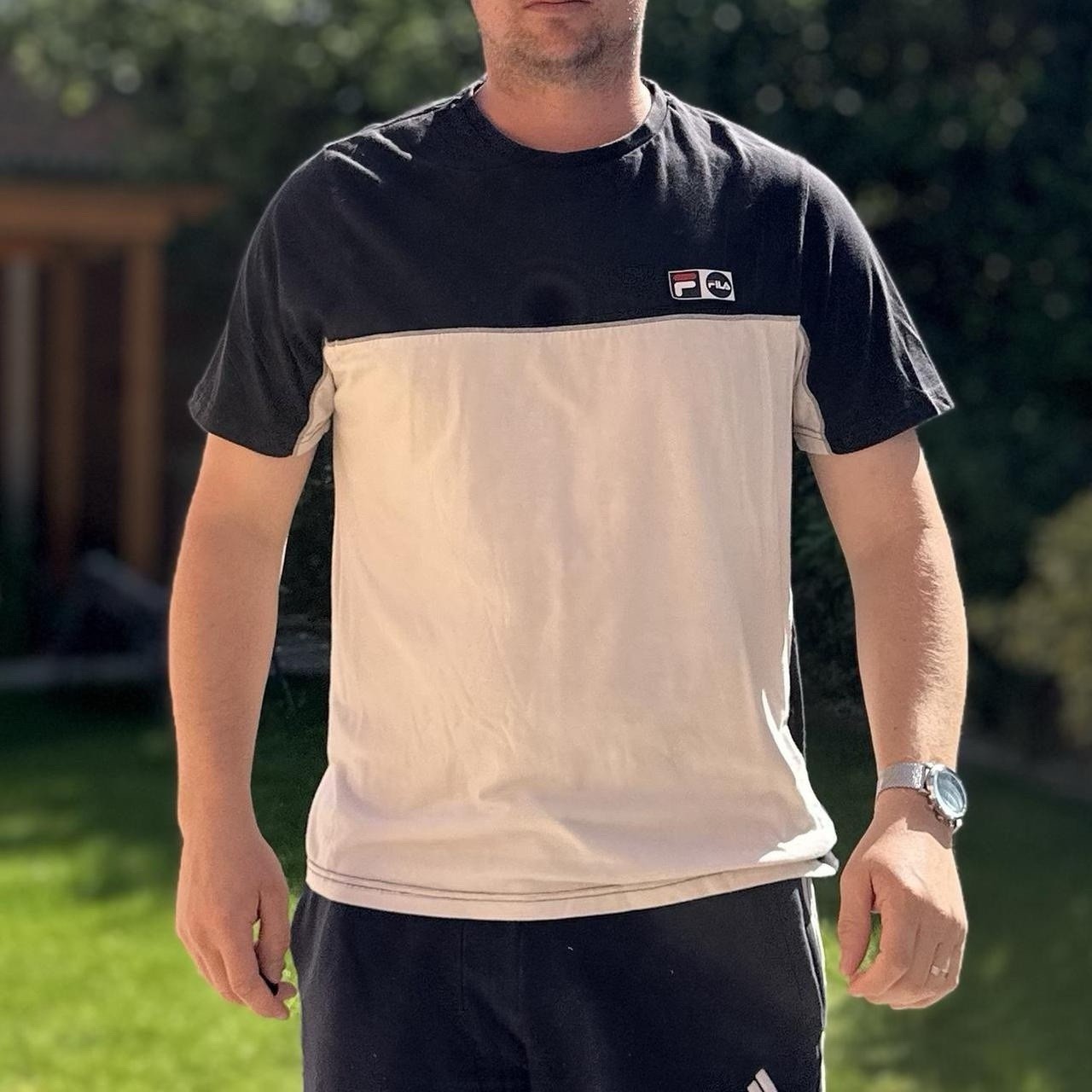 FILA White TShirt maglietta uomo taglia XL girocollo manica corta stile Y2K