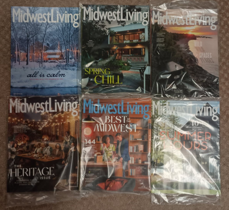 MIDWEST LIVING Lot Six (6) Magazines - Winter 2024 - 2025 - Spring and Summer 26