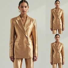 Satin Women Suits for Party 2PCS Ladies Glitter Evening Dinner Party Outfits